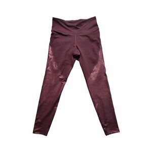 Old Navy Active Womens Maroon Go-Dry High-Waisted Leggings L Polyester/Spandex